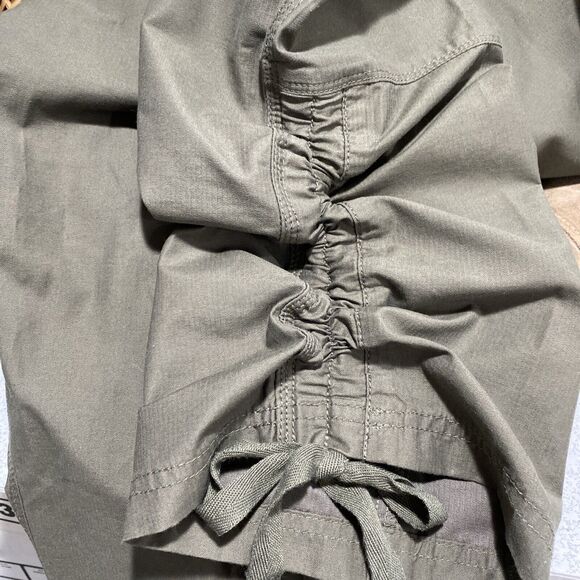 Eastern Mountain Sports Pants khaki green parachute canvas ruched tie ankles 10 - Picture 12 of 12